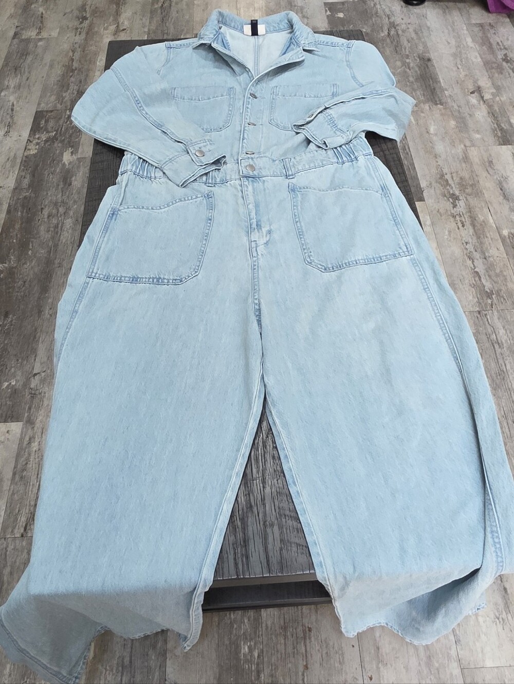 NWOT Universal Thread Blue Oversized Relaxed Wide-Leg Denim Jumpsuit(Sz:16) - Picture 2 of 6